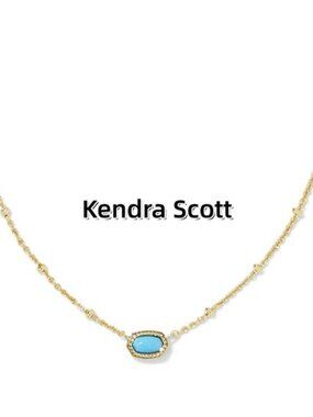 Mini Elisa Gold Satellite Short Pendant Necklace in Turquoise Magnesite